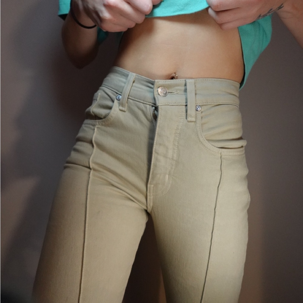 REVICE Tan Flare & Wide Leg Jeans